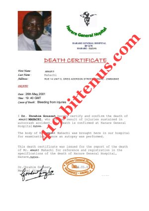 Death Certficate of my late father